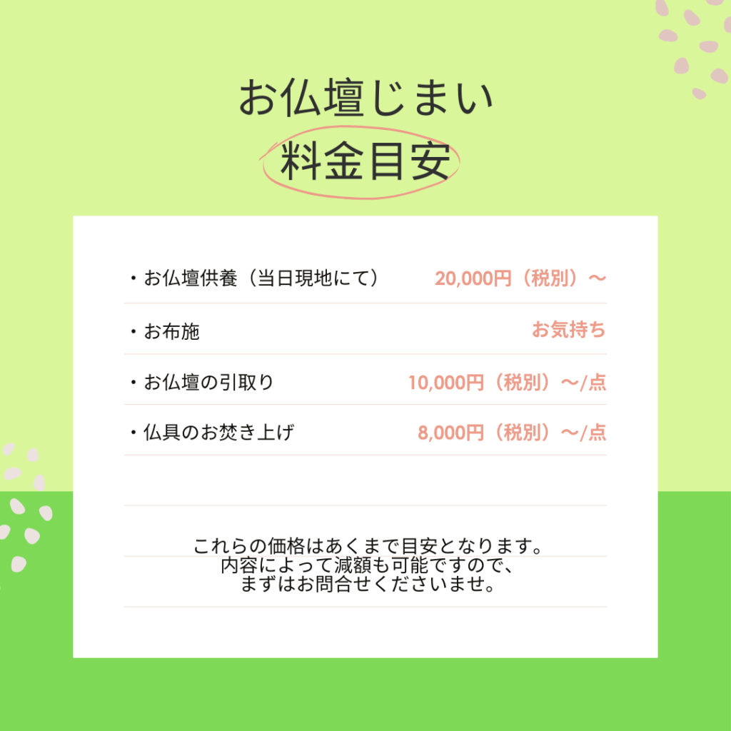 お仏壇じまい　料金目安